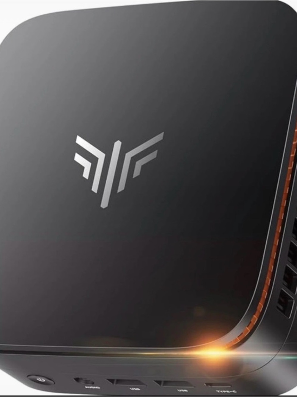 Black Mini Desktop PC with Silver Logo - Compact Performance